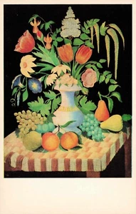 "Flowers and Fruit" American School National Gallery of Art Vintage PC - Picture 1 of 2