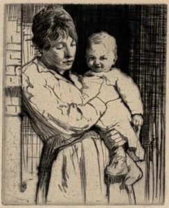 William Lee Hankey (1869-1952) Signed Etching Mother & Child - L'enfant S'amuse - Picture 1 of 9
