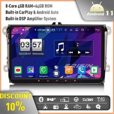 9" DSP Android 11.0 Car Stereo For VW Passat Golf MK5/6 Caddy Touran Polo DAB+4G - Image 1 of 4