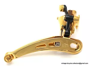 Campagnolo Super Record Clamp-On FRONT DERAILLEUR GOLD PLATED Vintage Race Bike - Picture 1 of 13