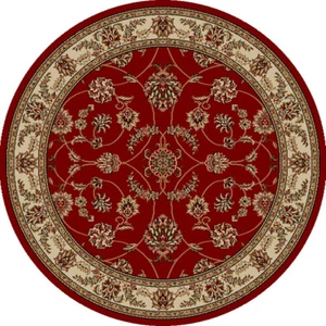 5x5 Radici Red Bordered Vines Leaves Area Rug Round 1596 - Aprx 5' 3" x 5' 3" - Picture 1 of 1