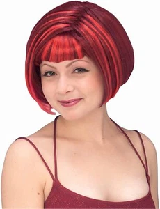 Devil Diva Wig Red Short Bob Fancy Dress Up Halloween Adult Costume Accessory - Picture 1 of 1