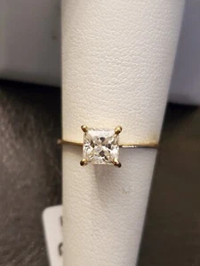 1.00 CT MOISSANITE (VS) SOLITAIRE 14KT SOLID Y GOLD ENGAGEMENT RING SZ 7 - Picture 1 of 11