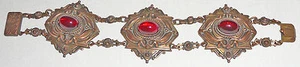 Copper metal deco style bracelet, three-dimensional, vintage 1980s - Picture 1 of 1