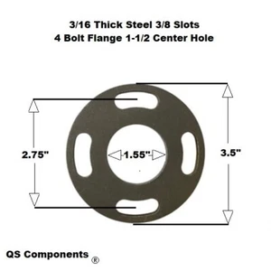 4 Bolt Flange Mount 3/8 Bolt Slots 3/16" Thick (Fits 1 1/2" Dia. Tubing) Weld-On - Picture 1 of 1