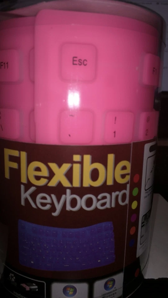 Portable USB 2.0 Flexible Silicone Foldable Keyboard - Pink - Image 1 of 3
