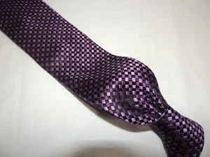Cravatta uomo Pronto Uomo tessuto 100% seta viola a quadri. - Foto 1 di 6