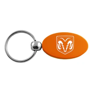 Dodge Ram Head Keychain & Keyring - Aluminum Metal Keychain Fob - Orange Oval - Picture 1 of 3