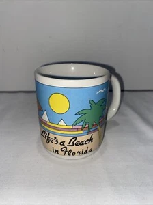 “Life’s A Beach In Florida” Vintage Coffee Mug - Picture 1 of 4
