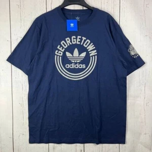 Georgetown Hoyas NCAA Large Adidas Casual T-Shirt Blue New Men Cotton - Picture 1 of 7
