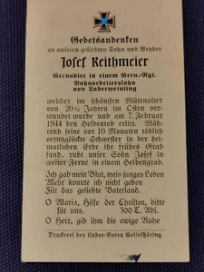 Sterbebild death card Reithmeier Josef Laberweinting Grenadier Gren.-Rgt - Bild 1 von 2