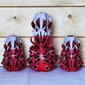 Carved Candles Set Decor Handmade Gift Colourful Art Design Home Handcrafted New - Picture 1 of 9