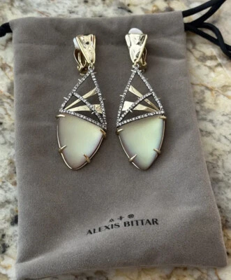100% Authentic Alexis Bittar New Labradorite Lucite Crystal Clip On Earrings - Image 1 of 4