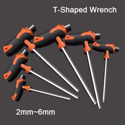 2mm~6mm Allen Hex Keys T-Shaped Wrench Ball/Flat Head Inner Six Screwdrivers - image 1 of 4