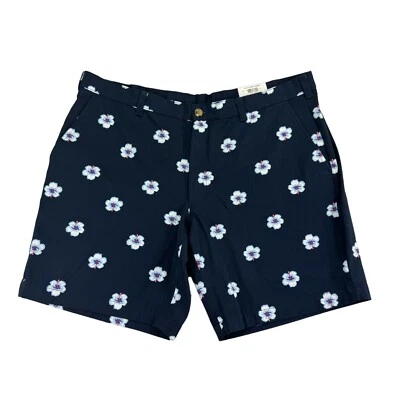 Club Room 男式 7 英寸经典合身木槿花卉短裤海军蓝 40 — 第 1/3 张图片