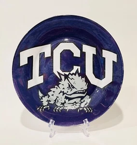 TCU Horned Frogs Decoupage Plate Brand New Handmade One of a Kind 10 Inch Plate - Picture 1 of 2