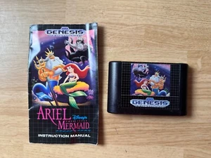 SEGA GENESIS - DISNEY'S ARIEL THE LITTLE MERMAID - GAME CARTRIDGE & MANUAL 1992 - Picture 1 of 7