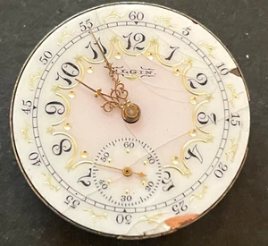 Antique 1902 Elgin Grade 269 Pocket Watch Movement Fancy Dial Parts/Repair 0s 7j - Picture 1 of 3