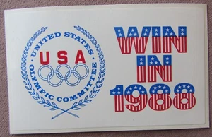 Vintage 1988 USA Olympics Sticker Decal * "Win In 1988" 5” x 3” - Picture 1 of 2