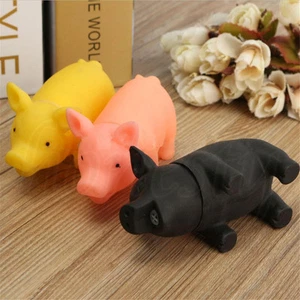 Rubber Pig Animal Squeaky Dog Pet Chew Fetch Play Kids Toy Squeak Gift - Picture 1 of 7