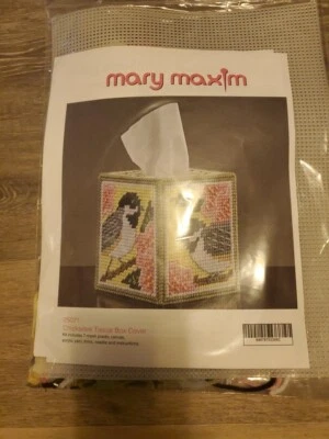 Mary Maxim Chickadee apple blossom or Pansy tissue box covers or coasters NIP - Image 1 of 3