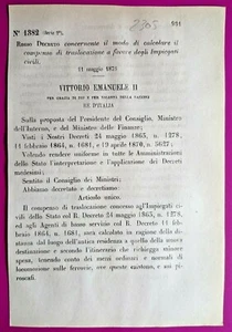 REGIO DECRETO CHE CALCOLA COMPENSO X IMPIEGATI CIVILI -2305 - Foto 1 di 1