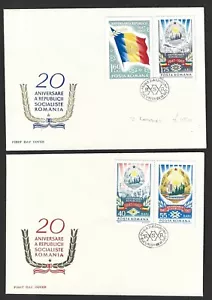 ROMANIA #1989-92 1967 RSR Anniversary Oil Wells, Flag on 2 FDC First Day covers - Picture 1 of 1