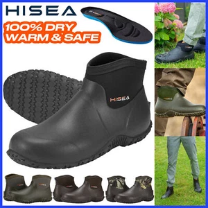 HISEA Men Neoprene Rubber Ankle Rain Boots Waterproof Non-Slip Garden Mud Boots - Picture 1 of 61