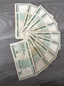ZIMBABWE 25 BILLION DOLLARS 2008 P62 SPL AGRO CHEQUE CIRCULATED - Picture 1 of 2