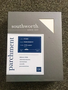 Southworth Parchment Paper 8.5" x 11" 32 lb 120 G/M Ivory 250 Sheets New Sealed - Picture 1 of 4