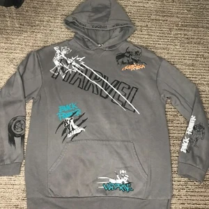 Marvel Size L 13-14 Years Boys Youth Hoodie Pullover Long Sleeve Logo Gray - Picture 1 of 11