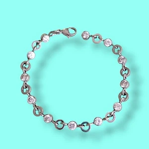 Tennis-Kettenarmband 318 Edelstahl Zirkonia 6,8 Zoll Zargenfassung - Bild 1 von 5