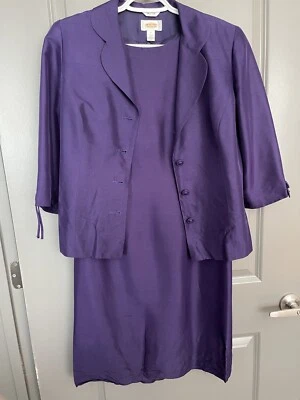 Vintage TALBOTS SILK suit set DRESS and  BLAZER JACKET size 8 - Image 1 of 4
