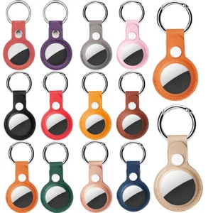 For Apple Air Tag Cover Tracker PU Leather Car Key Ring Key Chain Holder Case - Photo 1 sur 50
