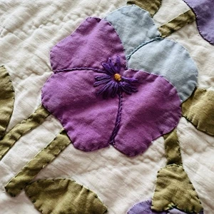 🌸 Vintage Hand-Appliquéd Quilt Morning Glory Wreath 80” x 90” Hand Quilted   - Picture 1 of 14