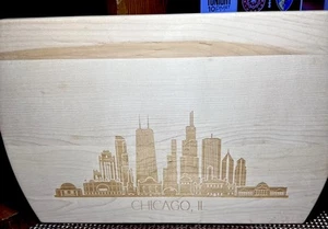 CHICAGO CUSTOM ENGRAVED CHARCUTERIE | CUTTING BOARD | ACACIA WOOD 10.5x16 NEW - Picture 1 of 4