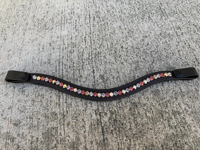 棕色皮革带交替粉红色/玫瑰金水晶眉带。 COB 码 — 第 1/4 张图片