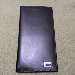 Gucci Long Wallet Vintage logo Metal Leather Black From Japan - Picture 1 of 24