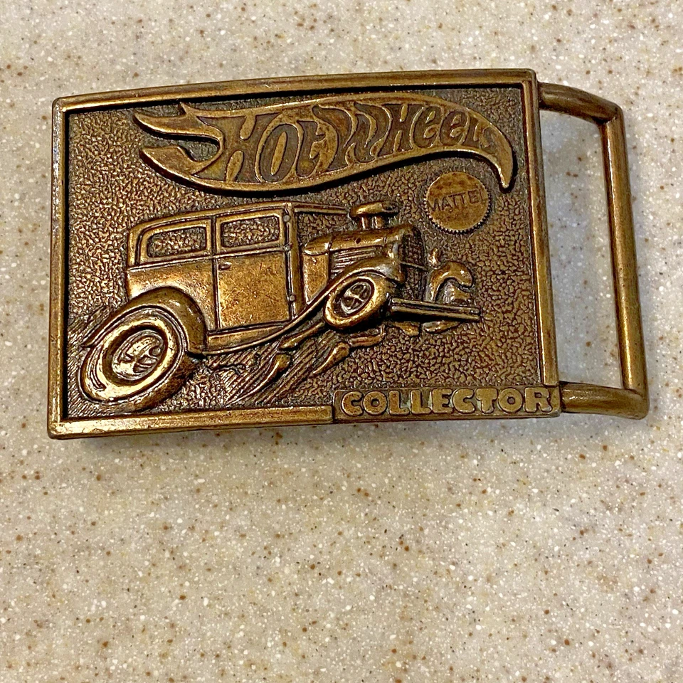 Hebilla de cinturón de latón macizo Mattel Hotwheels 1978 de colección logotipo de llama Foto 1 de 4