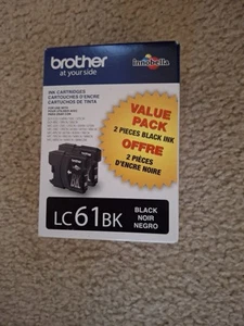 Brand NEW 2 Pack Brother LC61BK 61 Genuine Ink Cartridges BLACK 1058 - Picture 1 of 1