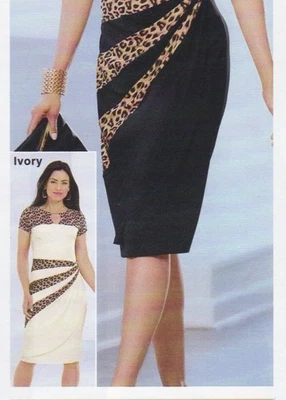 Talla 16W Medianoche Terciopelo Marfil Leopardo Cena Fecha Iglesia Fiesta Animal Vestido Foto 1 de 3