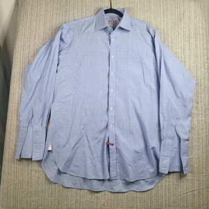 Thomas Pink Shirt Mens 16.5 34 Blue Plaid Superfine Two-Fold Made Ireland Dress - Picture 1 of 7