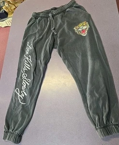 Ed Hardy Love Kills Slowly Skull & Bones Sweatpants Medium - Picture 1 of 8