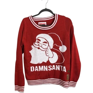 Tipsy Elves Red Damn Santa Graphic Ugly Christmas Sweater Medium - Bild 1 von 5