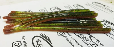 REELISTIX LURES Roboworm Style New 5.50 Slim Bot Dropshot Worm/Green Weenie Red Flake- 10ct.