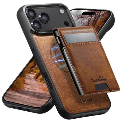 2in1 Magnetic Leather Card Wallet Case Holder For iPhone 17 16 15 14 13 Pro Max - Image 1 of 4