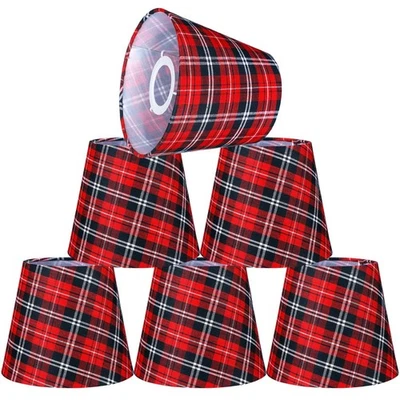 6 Pcs Christmas Lamp Shades Set 5.91"W x 5.12"H Hardback Chandelier Shade Red... - Image 1 of 4