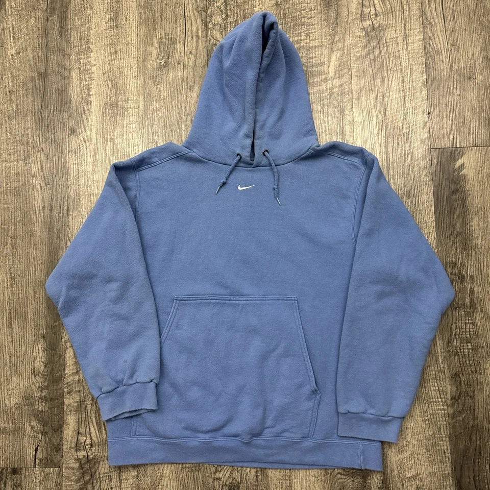 Sudadera con Capucha Nike Sky Blue Center Swoosh Años 90 De Colección Rara EE. UU. M Foto 1 de 4