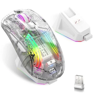 Wireless Gaming Mouse with Transparent RGB Mechanical, Tri-Mode 2.4GHz/Blueto... - Picture 1 of 7