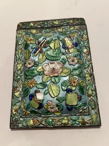 Antiker chinesischer Emaille Cloisonne Messing leiser Butler/Krümelfänger ungewöhnlich - Bild 1 von 4